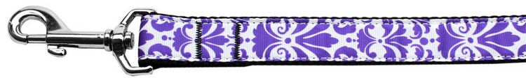 Damask Purple Nylon Dog Leash 5/8 inch wide 6ft Long